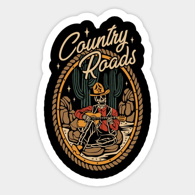 Country Roads Sticker by Abrom Rose